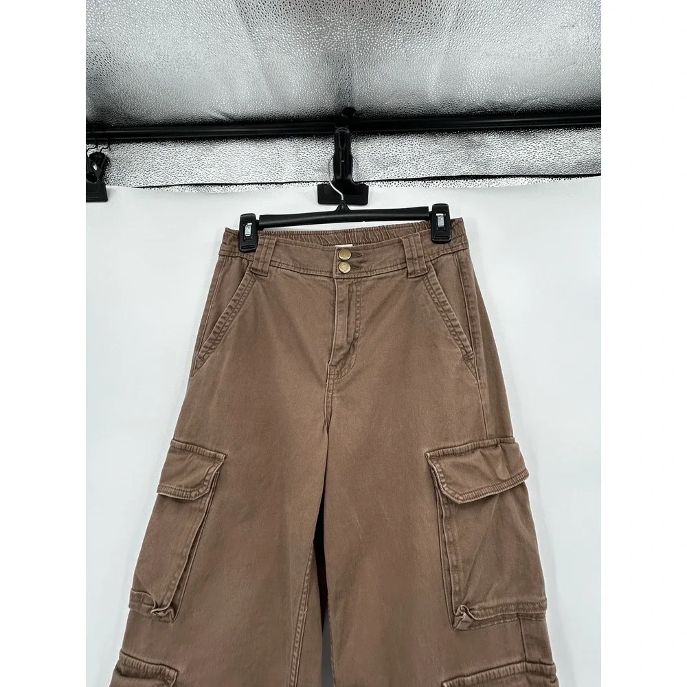 Arizona Jean Co Womens Y2K Wide Leg Cargo Pants Sz 1 Utility Multi Pocket Grunge